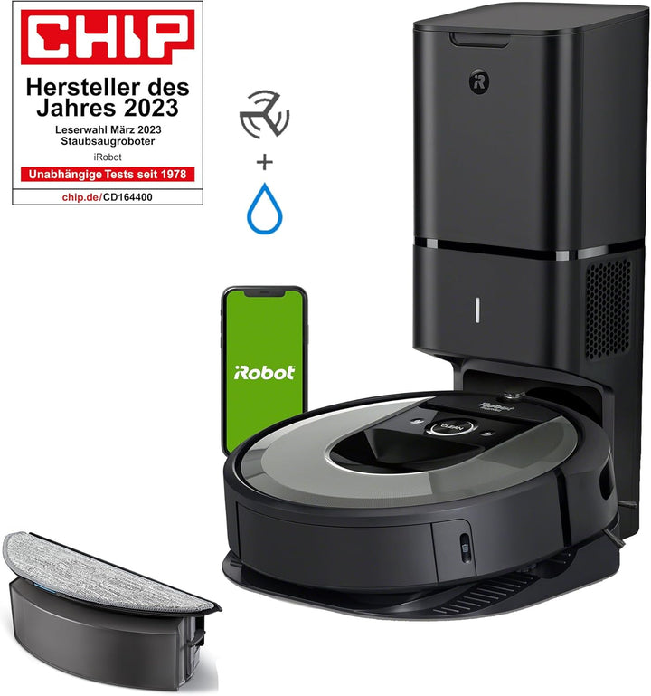 iRobot Roomba Combo i8+ (i8576) Saug-/ Wischroboter mit 2. Auffangbehälter mit Wischpad, Autom. Absa