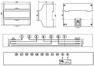 Drehstromzähler Verbrauch (kWh) & Leistung (kW) Stromzähler Starkstrom Zwischenzähler 380/400V digit