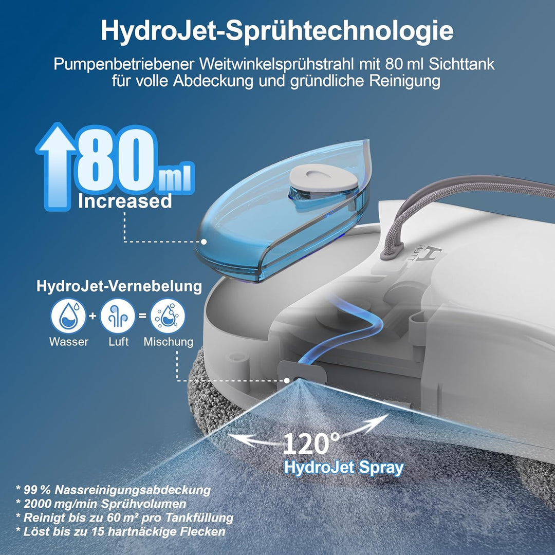 HUTT S55 Pro Fensterputzroboter mit 3D-Schwebepads, 6500Pa Saugkraft, HydroJet-Pumpspray, SLAM 4.0 N