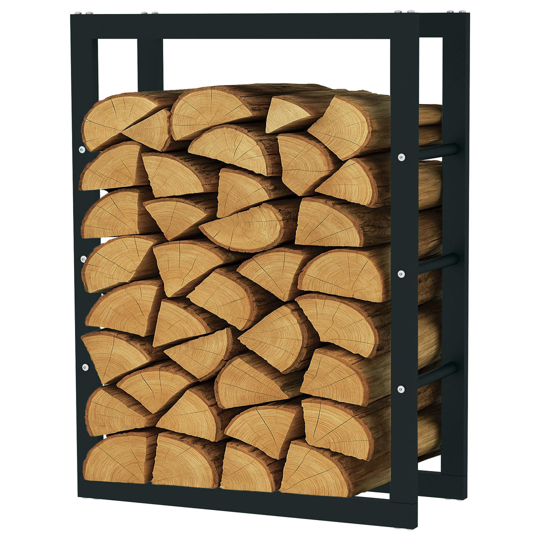 SCHMIDT security tools Kaminholzregal 60x25x80cm Stahl Schwarz Brennholzregal Holzstapelhilfe Holzun