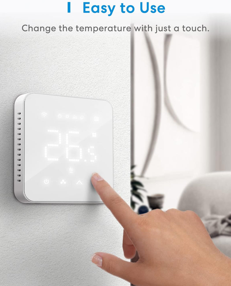 Meross Smart Elektrische Thermostat, Fussbodenheizung WLAN Raumthermostat kompatibel mit HomeKit, Al