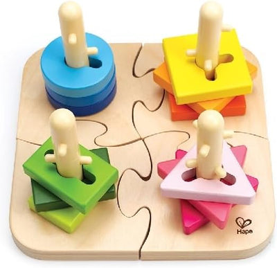 Hape Kreatives Steckpuzzle von Hape | Holz Stapelspiel Problemlösungspuzzle für Kleinkinder, Stapels