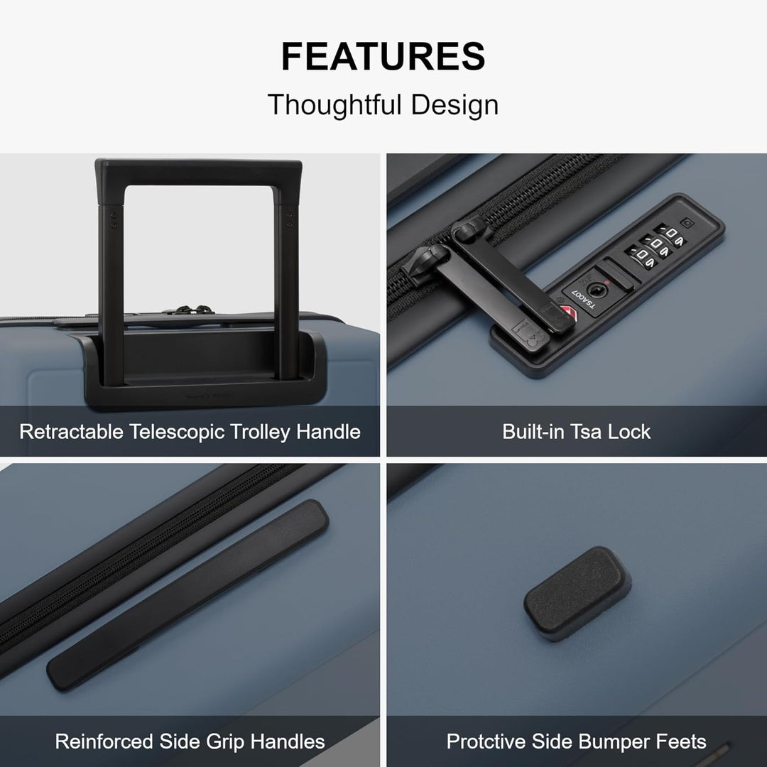 LEVEL8 Koffer Trolley Handgepäck mit Organizer Set 4-teilig, Leicht 100% PC TSA Zahlenschloss 8 Spin