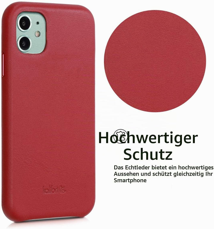 kalibri Schutzhülle kompatibel mit Apple iPhone 11 - Hülle Leder - Hardcover Handy Cover Case Rot, R