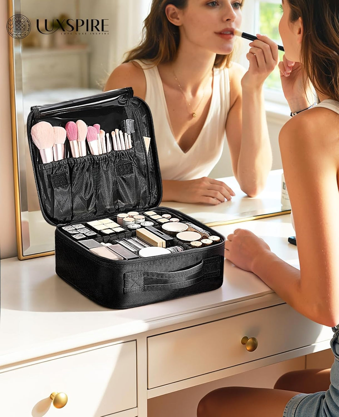 Luxspire Make up Tasche Kosmetiktasche Organizer, Professionelle Make Up Bag Kosmetikkoffer Etui Tra