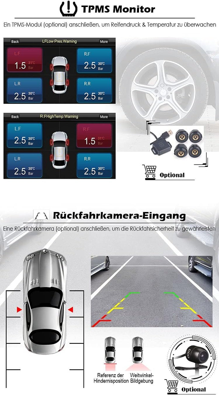 Erisin 9 Zoll 8-Kern 4GB RAM+64GB ROM Android 11 Autoradio Bluetooth GPS Navi für VW Polo Passat CC