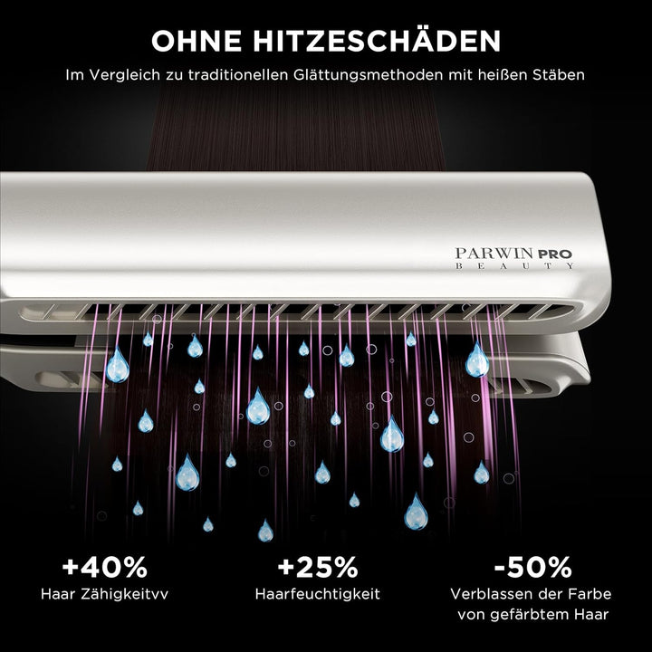 Air Haarglätter, PARWIN PRO BEAUTY Ionen Air Glätteisen, Nass bis Trocken, Ohne Heizplatten, Ohne Hi