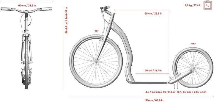 Yedoo Trexx Tretroller - bis 130 kg, Kickscooter mit Luftreifen 26/20 - Roller Scooter für Erwachsen