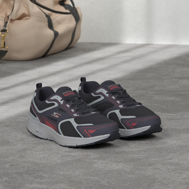 Skechers Herren Go Run Consistent Sneaker 40 EU Navy Leather Synthetic Red Trim, 40 EU Navy Leather