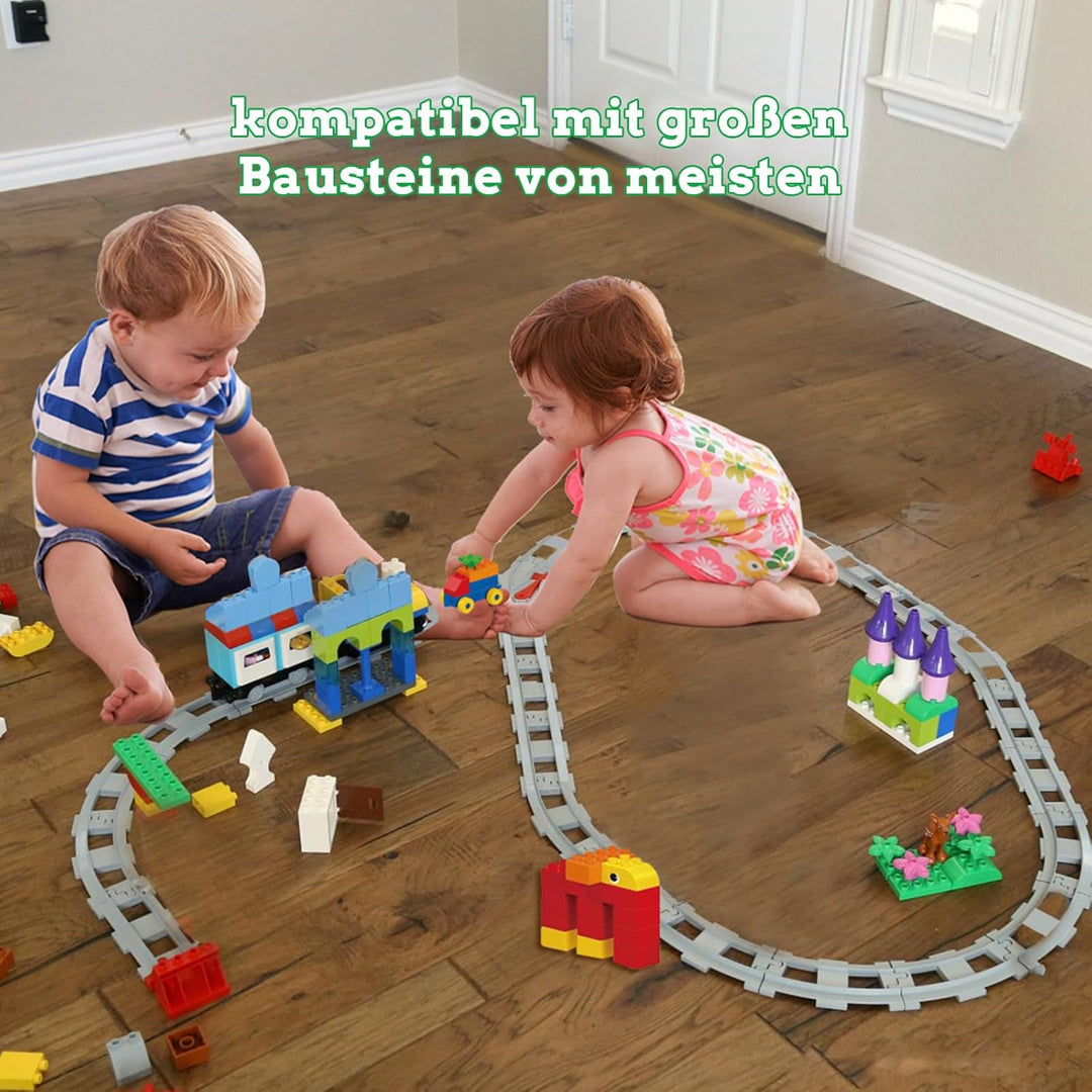 Cabeeskii Bausteine Zug Schienen Set, Spielzeug Eisenbahnschienen,bestehend aus Cross Track Gerade,