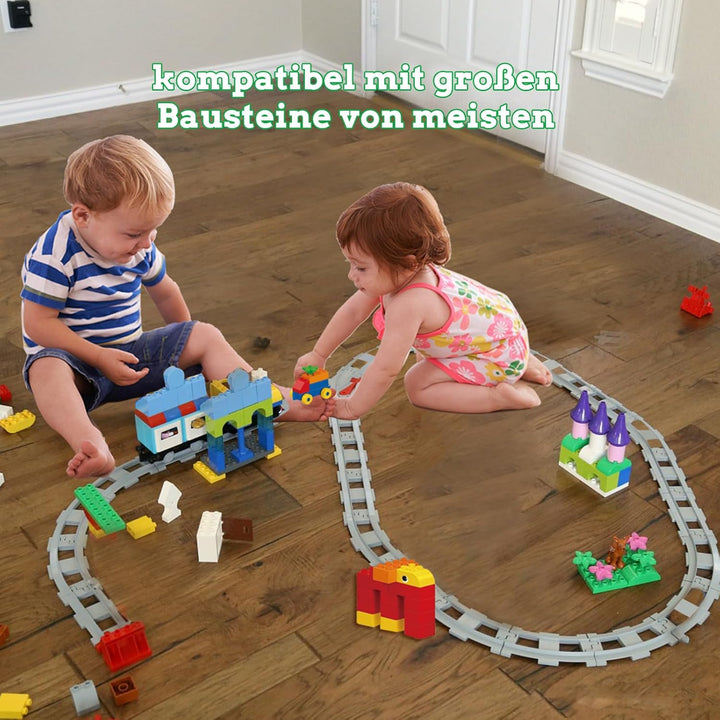 Cabeeskii Bausteine Zug Schienen Set, Spielzeug Eisenbahnschienen,bestehend aus Cross Track Gerade,