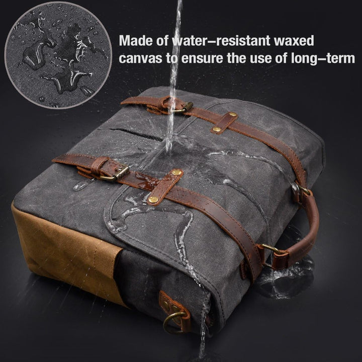 NEWHEY Herren Umhängetaschen Aktentasche Laptoptasche Wasserdichte Canvas Gross Arbeitstasche Messen