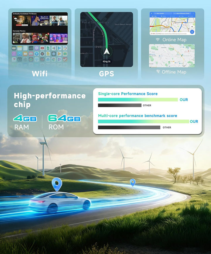 Rimoody 4G+64G Android 15 Autoradio für Ford Fiesta Mk5 2002-2008 9 Zoll Incell Touchscreen Autoradi