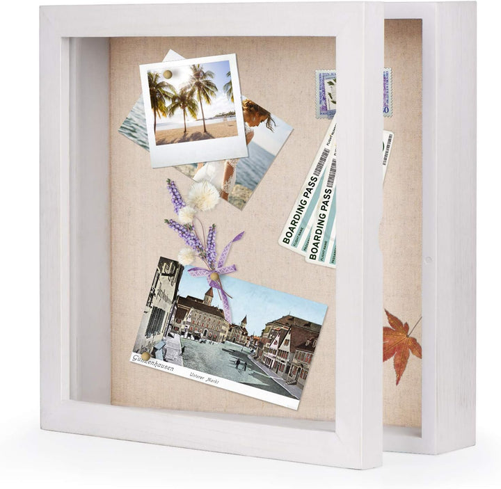 Love-KANKEI 3D Bilderrahmen 28 x 28 cm Holz Objektrahmen zum Befüllen Shadow Box Frame mit 8 Steckna