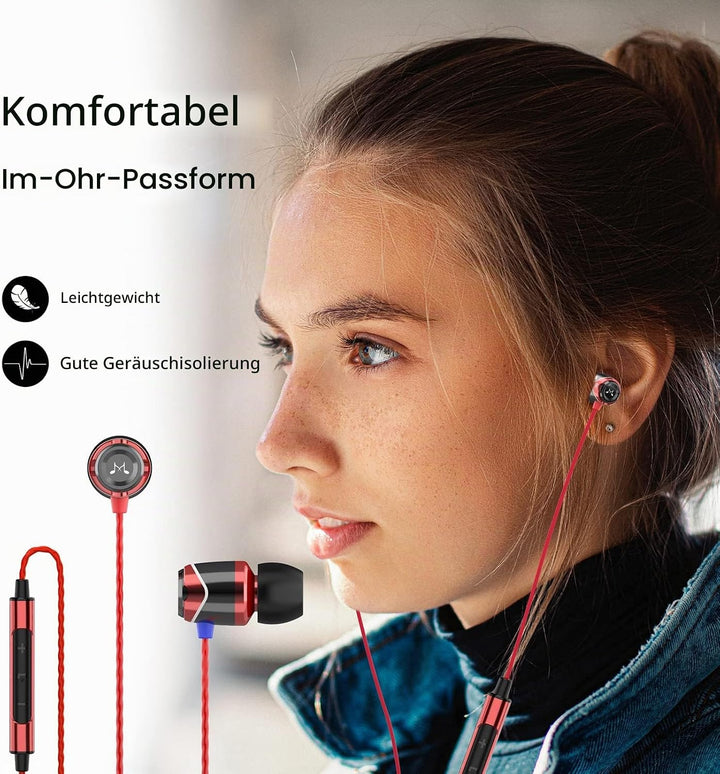 SoundMAGIC E10C Kabelgebundene Kopfhörer mit Mikrofon, HiFi-Stereo-Ohrhörer, geräuschisolierende In-
