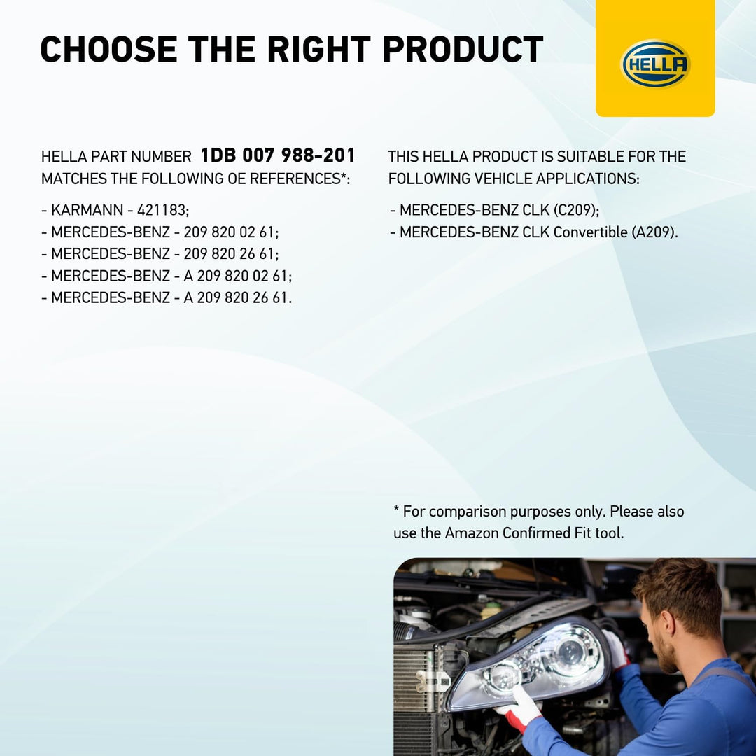 HELLA 1DB 007 988-201 Halogen-Hauptscheinwerfer - rechts - für u.a. Mercedes-Benz Clk (C209), Rechts
