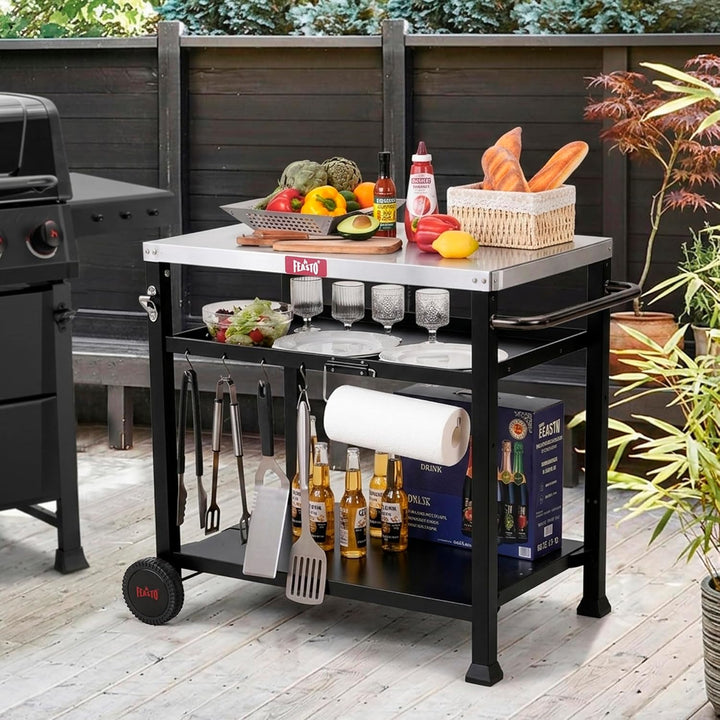 FEASTO Beweglicher Tisch für Lebensmittelzubereitung und Arbeitswagen, für Zuhause und Outdoor, mult