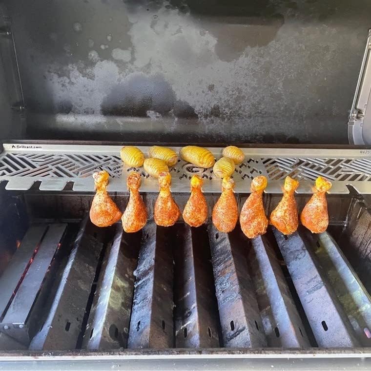 Grillrost.com Das Original Edelstahl Multistation | Warmhalterost für Napoleon Rogue 625 | Hähnchenk