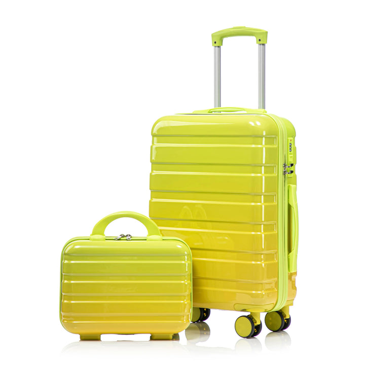 Hartschalen-Koffer Trolley Handgepäck Rollkoffer, Reisekoffer Set mit 4 Rollen, 2er Gepäckset, Gelb