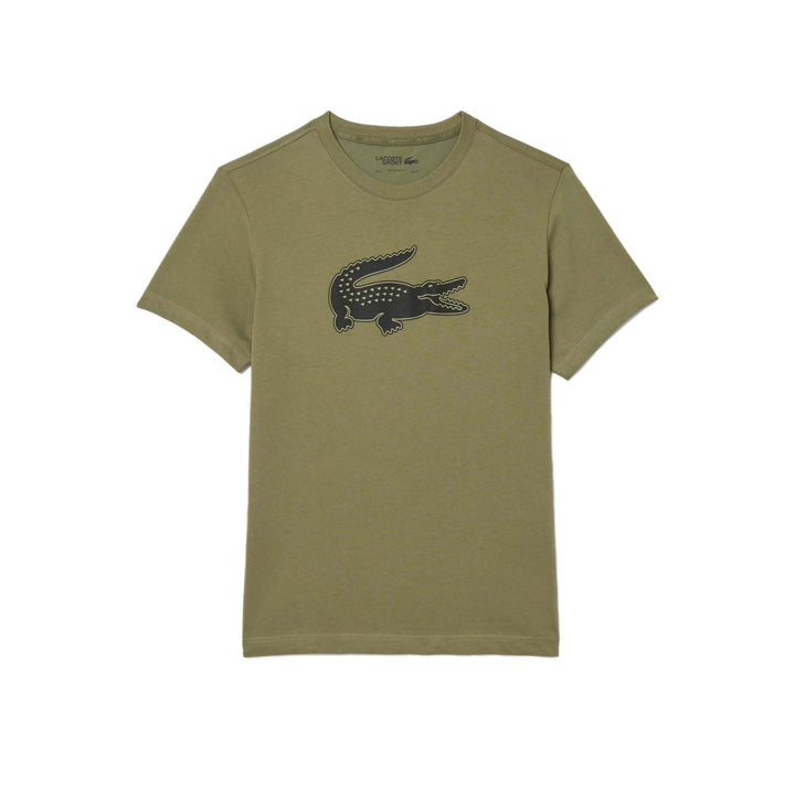 Lacoste Herren TH2042 T-Shirt Rundhals, Männer Logo Print Tee,Regular Fit L Khaki/Schwarz, L Khaki/S