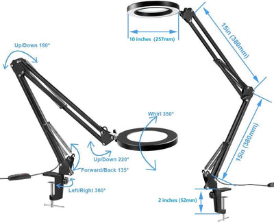AYIZON Handy-Ringlicht, 20cm Tisch Ringlicht mit 2 Arm Halterung für iPhone,Samsung,Backen, Basteln,