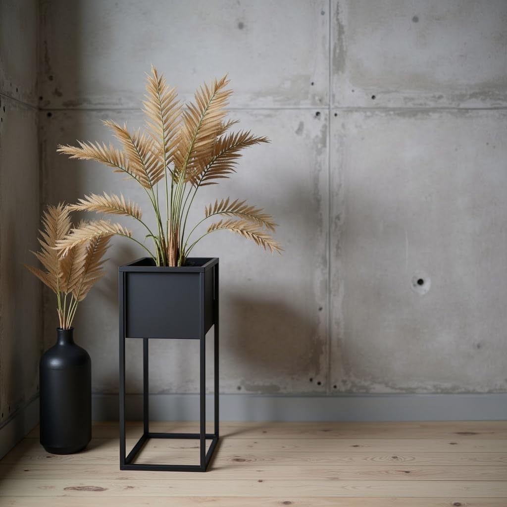 Pflanzenständer Reno - 21x21x50cm - Farbe Schwarz - für Zimmerblumen - Metallregal - Dekorativer Tis