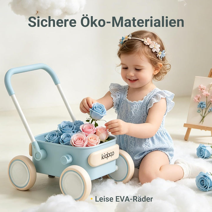 Kidpop PULA 2-in-1 Lauflernwagen Baby Push Pull Lauflernhilfe Spielzeug,4-in-1-Lauflernhilfe mit Räd