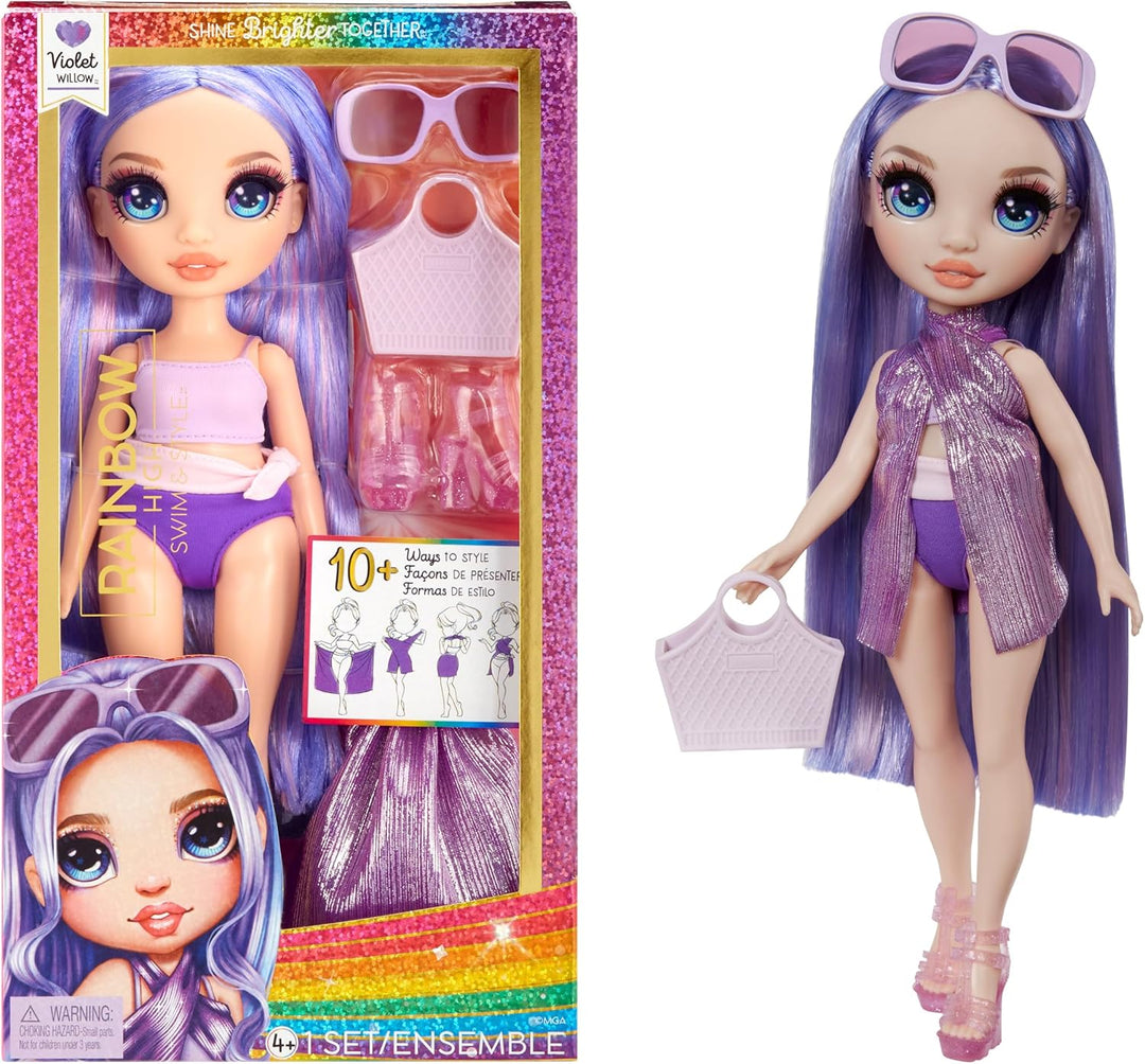 Rainbow High Swim & Style - Violet (Lila) & Swim & Style - Skyler (Blau) - 28 cm Grosse Puppe mit Sc