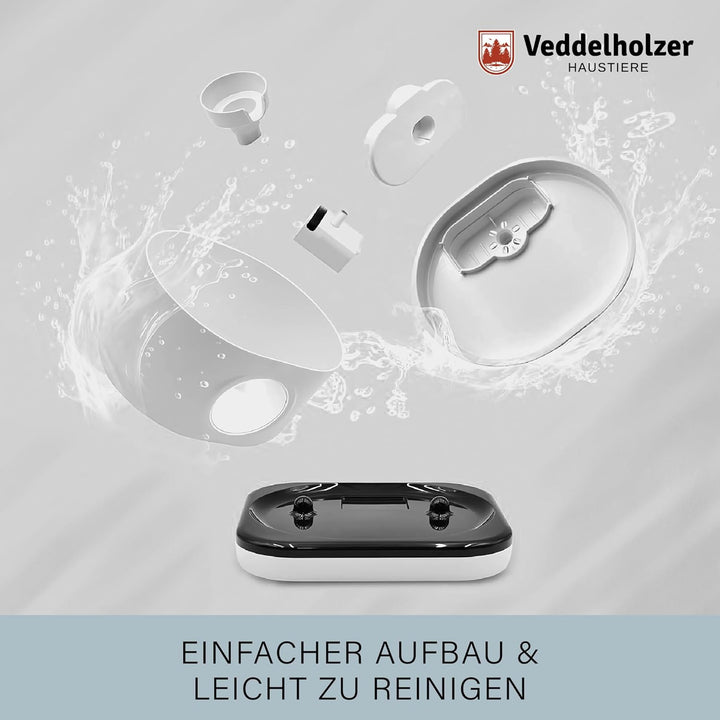 Veddelholzer 2,8 Liter Premium Katzenbrunnen kabellos mit Bewegungsmelder und 4 Fach Filter extrem l