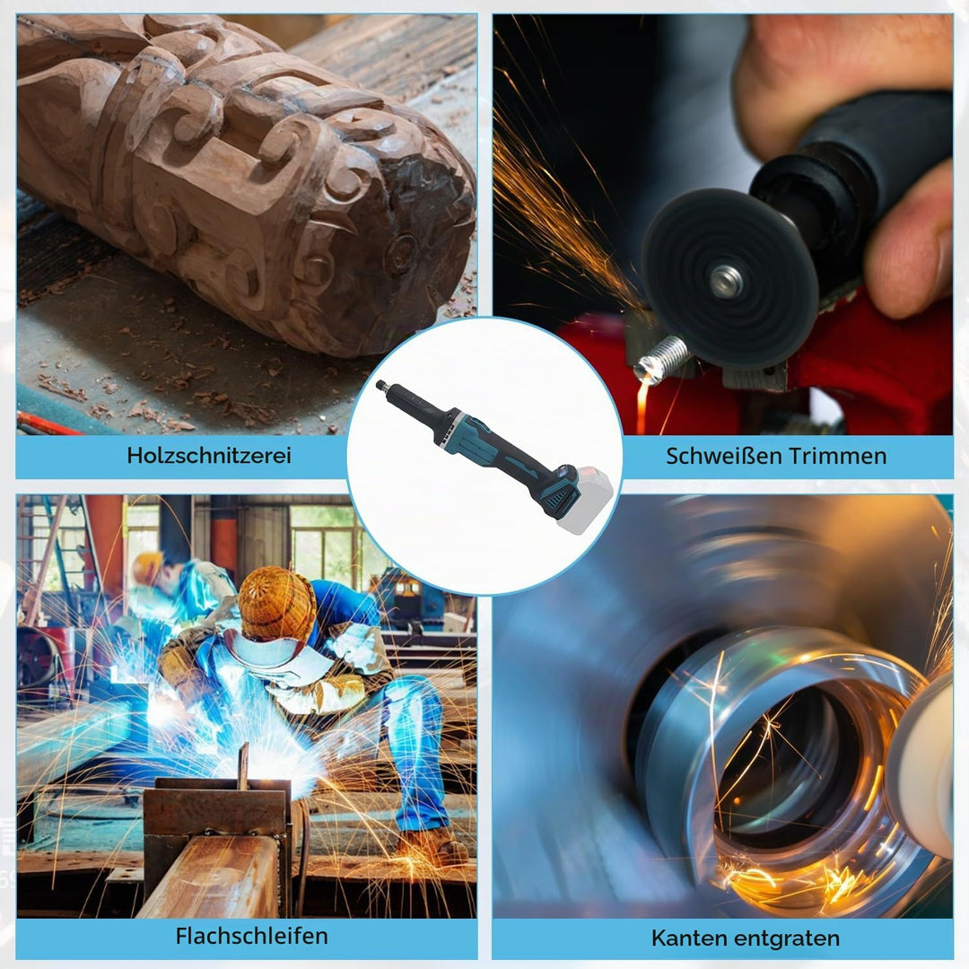 Akku Geradschleifer Kompatibel mit Makita 18V Batterie, Professional Multifunktionswerkzeug Brushles