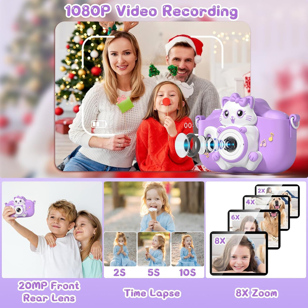 Kinderkamera, Gofunly Kinder Kamera 1080P 2,0-Zoll-Bildschirm Selfie Digitalkamera mit 32GB-Karte fü