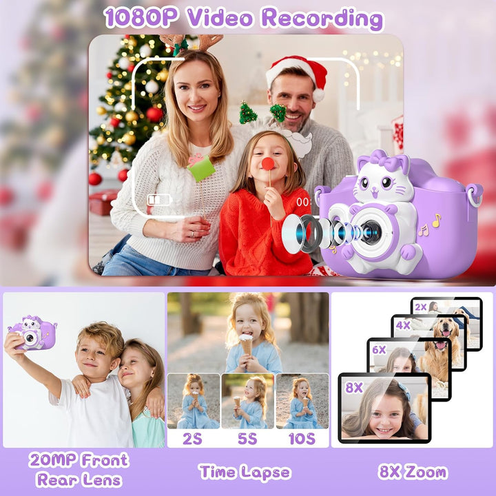 Kinderkamera, Gofunly Kinder Kamera 1080P 2,0-Zoll-Bildschirm Selfie Digitalkamera mit 32GB-Karte fü