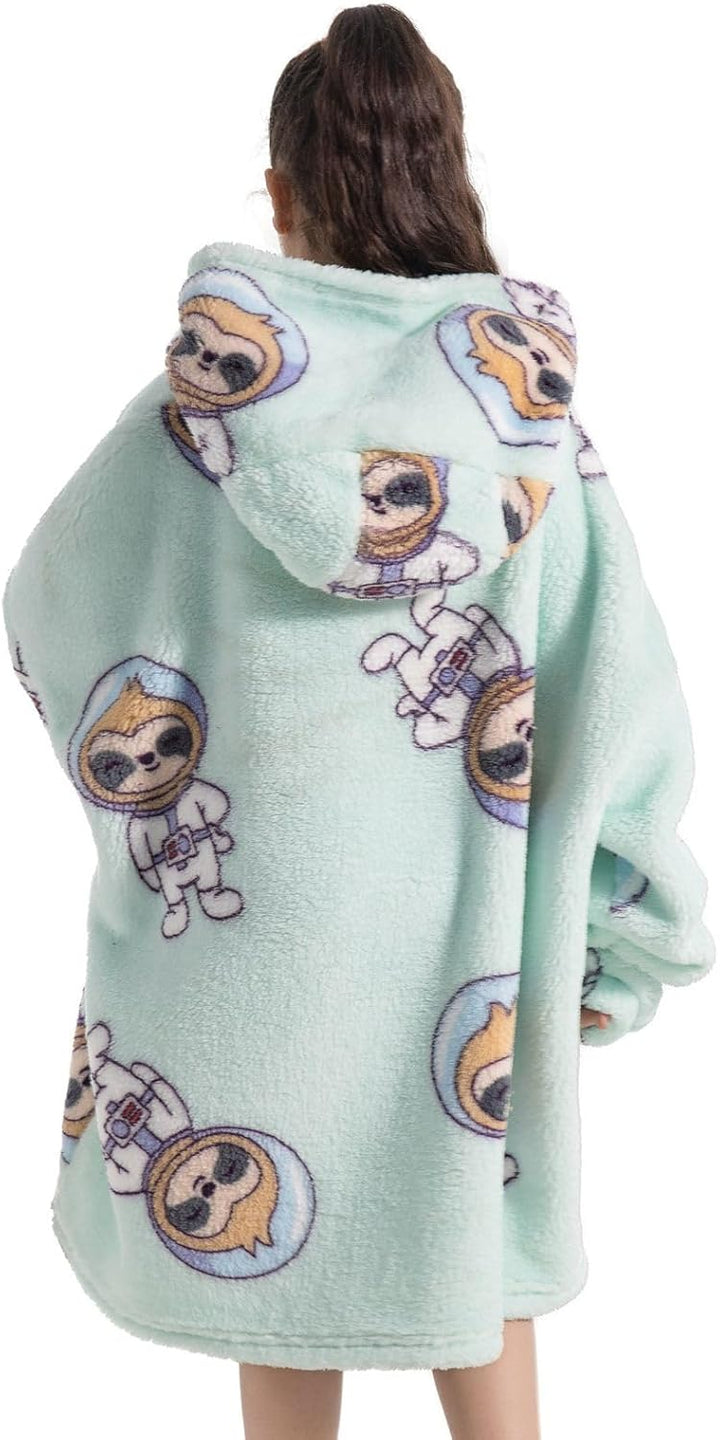 Ruiuzioong Kinder Übergrosse Kapuzenpullover,Super Weich Warmes Bequeme Tragbare Decken Sweatshirt f