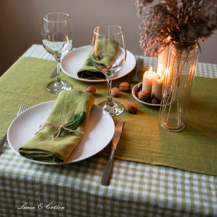 Linen & Cotton Hochwertige 4 x Stoffservietten/Servietten Stoff/Leinenservietten Hygge -100% Leinen,