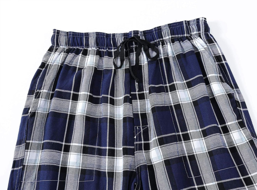 MoFiz Herren Pyjamahose Warm Lang Baumwolle Weich Schlafanzughose Kariert Winter Nachtwäsche Freizei