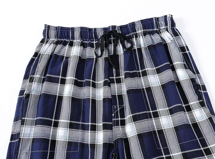 MoFiz Herren Pyjamahose Warm Lang Baumwolle Weich Schlafanzughose Kariert Winter Nachtwäsche Freizei