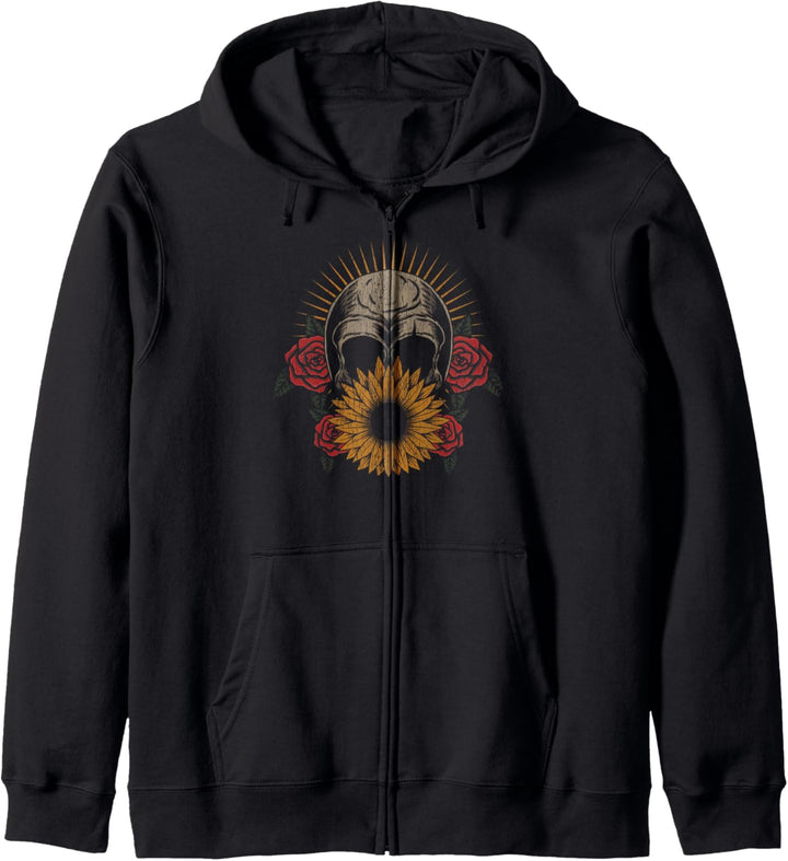 Schädel Sonnenblume Blumen Bandana Blumen Kapuzenjacke