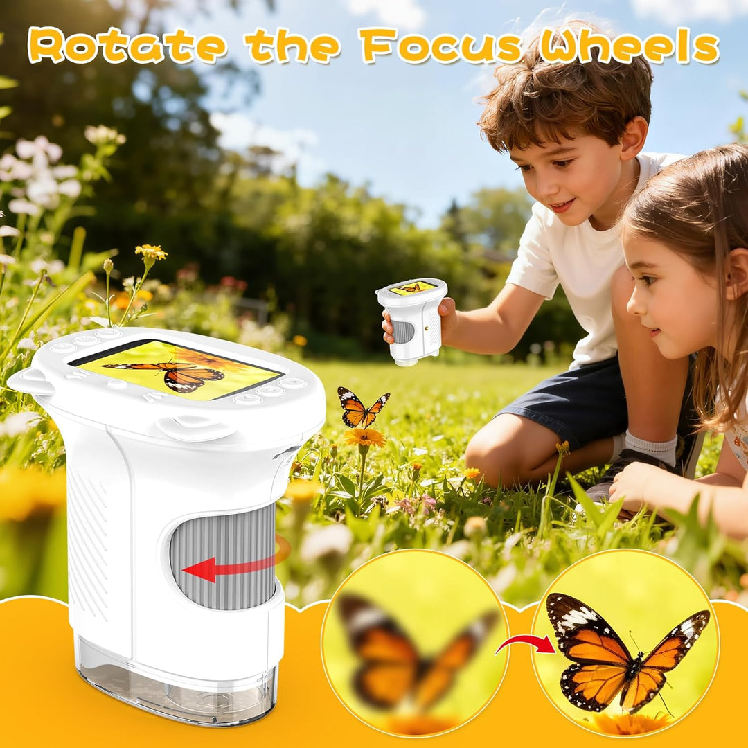 Handmikroskop für Kinder, 1000X Zoom Digitales USB-Mikroskope mit 2,4-Zoll-IPS-Bildschirm, Tragbare