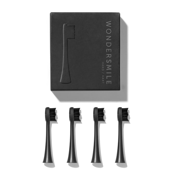 Wondersmile Ersatzbürsten Schallzahnbürste (Hard, Ultimate Black, 4er Pack) - Bürstenköpfe für Wonde
