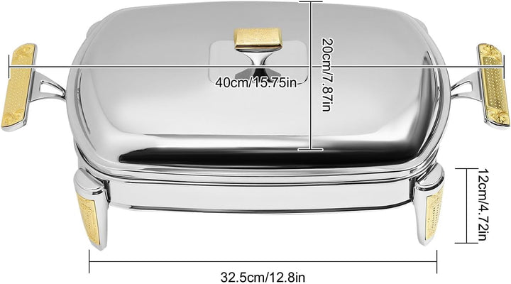 2.32L Chafing Dish Speisewärmer Dishes Wärmebehälter für Haushalt | 40 * 20 * 12cm | EIN Fach/Zwei F
