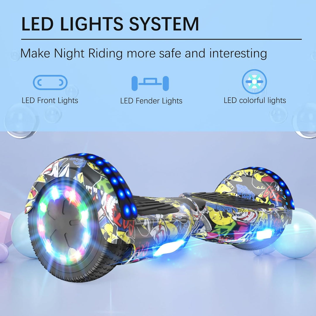 RCB Hoverboards 6,5 Zoll Skateboard Kinder und Jugendliche Hoverboards mit Bluetooth - Led Licht Seg