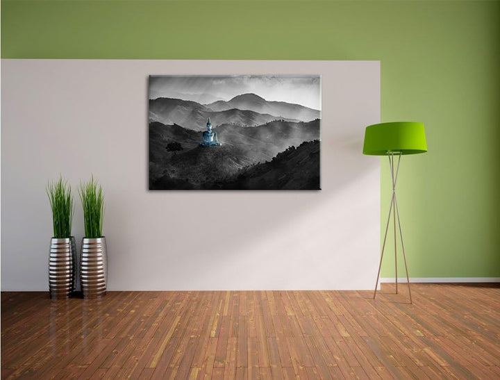 Pixxprint Buddha als Leinwandbild/Grösse: 100x70 cm/Wandbild/Kunstdruck/fertig bespannt, 100x70