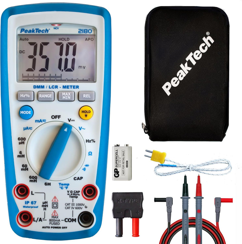 PeakTech 2180 – Digitales Multimeter mit LCR-Meter, Widerstand, Kapazität, Induktivität, Messgerät,