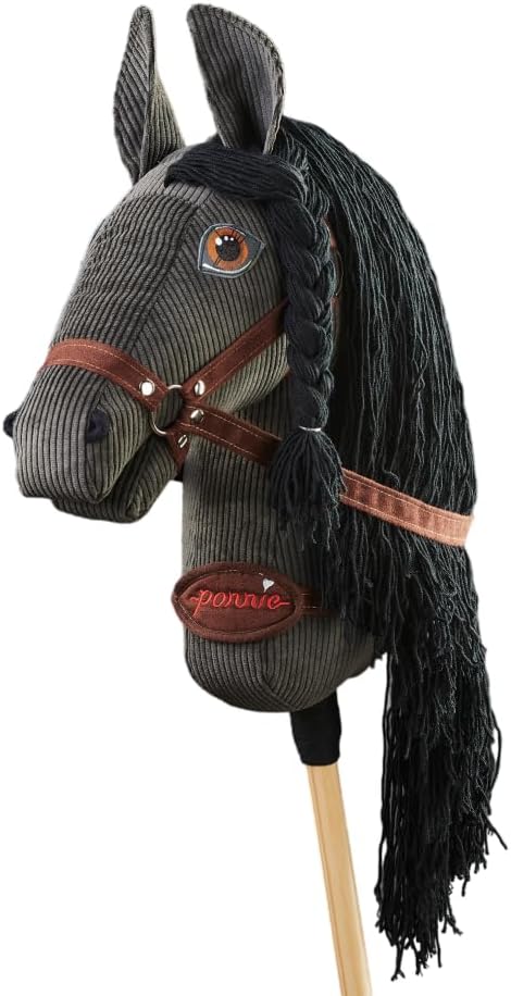 PONNIE Reitpferd mit Rollen Camel XL (9-99 Jahre), Spielpferd zum Reiten mit Rot Sattel, Kämmbare Mä