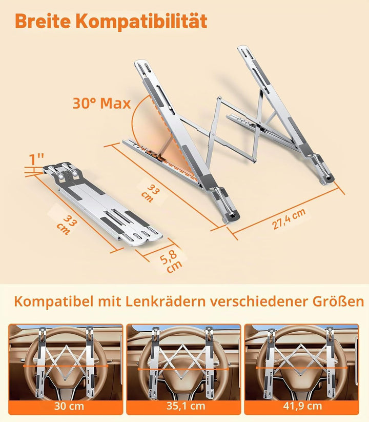 Auto-Laptophalterung, Lenkradablage, höhenverstellbar, Auto-Schreibtisch für Laptop, Computer, Table