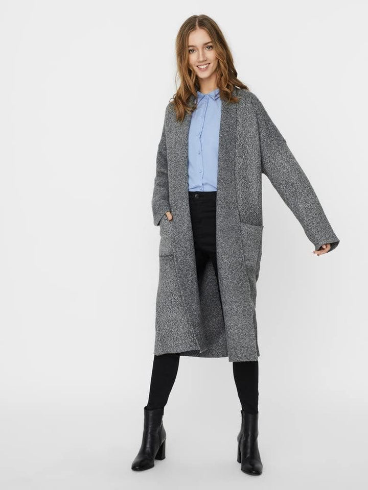 VERO MODA Damen Vmcody Ls Coatigan Ga Noos Strickjacke, M Medium Grey Melange