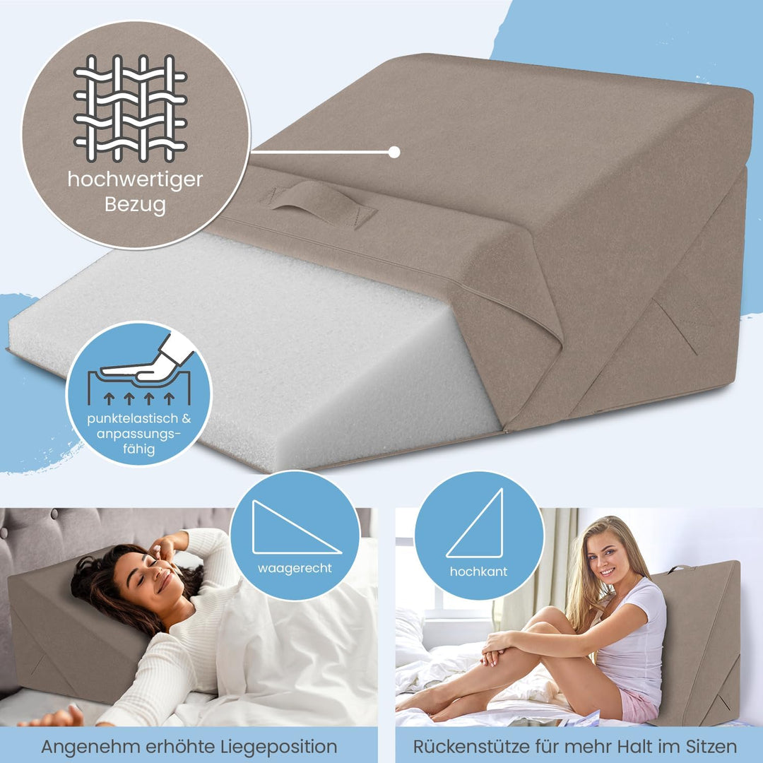 maxVitalis Multifunktions-Keilkissen Rückenkissen Kniestütze Beinablage Venenkissen für Couch und So