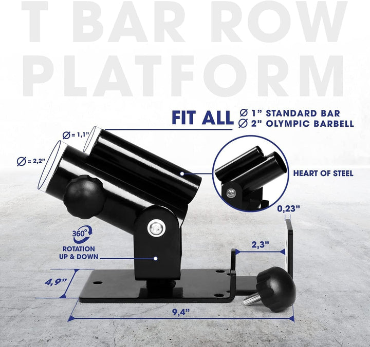 Yes4All Deluxe T-Bar Row Plattform - 360° schwenkbar - Passend für 1" Standard und 2" Olympiastangen