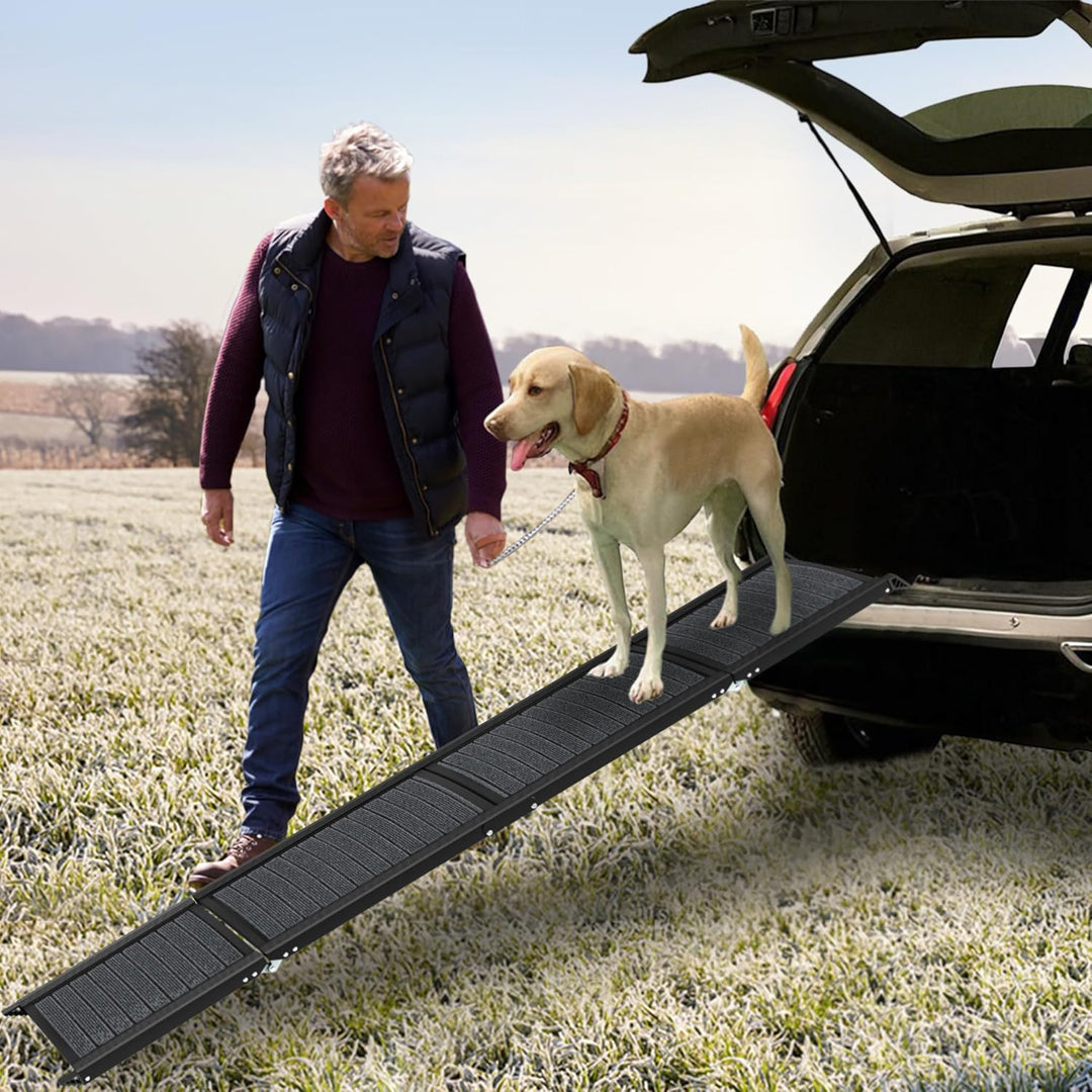 HENGMEI Hunderampe Klappbar Hundetreppe Auto Faltbare Kunststoff Hundeautorampe Hunde Auffahrrampe K