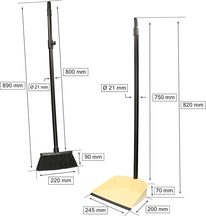 KOTARBAU® Kehrschaufel und Besen Set Aufrecht Kehrset Set mit Langem Stiel